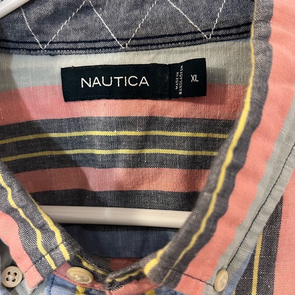 Nautica mens button up dress shirt size XL short sleeve - Picture 3 of 6